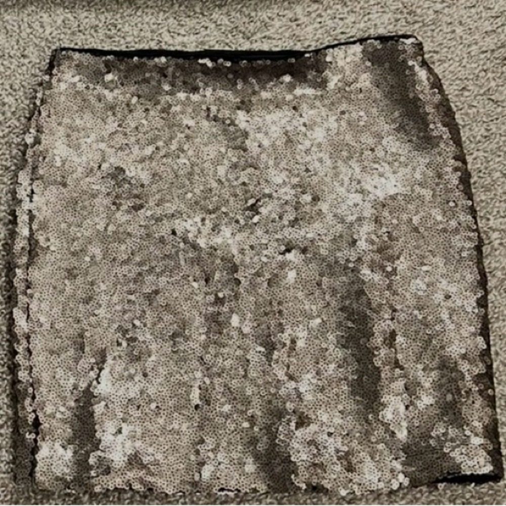 Dynamite Silver Sequin Mini Skirt